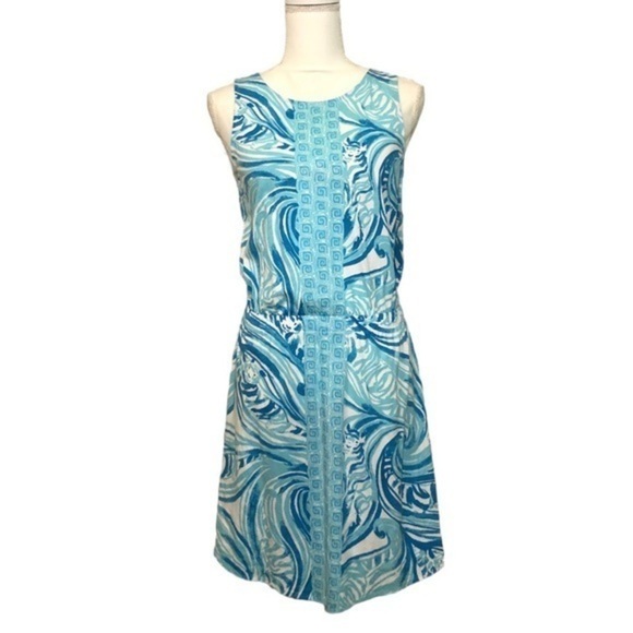 LILLY PULITZER Windward Dress Resort White Blue Sea Ruffles Mini Beach Summer - Picture 5 of 10